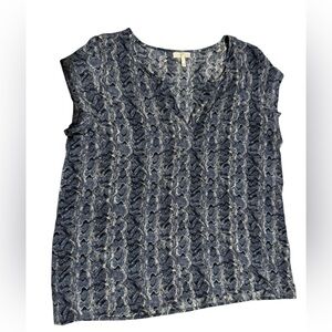 Joie Women's Blue Sleeveless Blue Snakeskin Pattern Blouse Top Size Large EUC